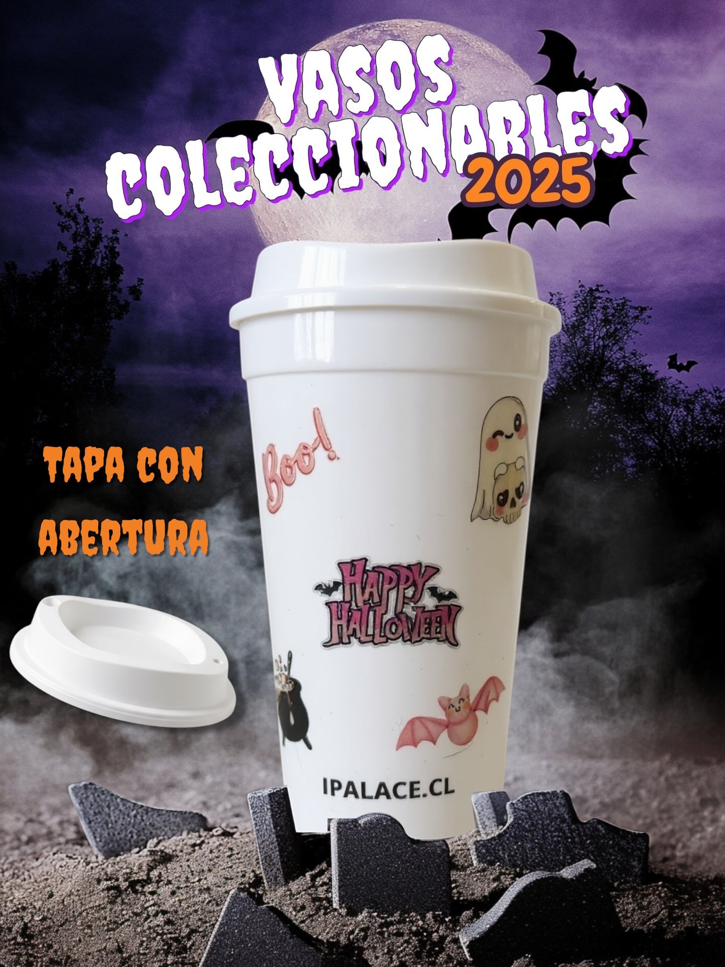 Vaso blanco de halloween por ipalace - color blanco en vista trasera