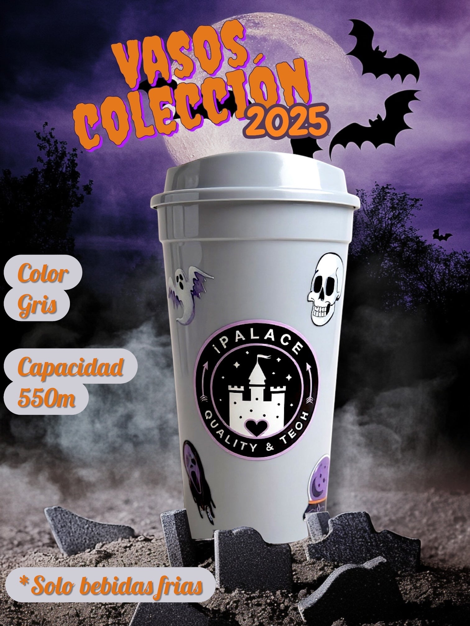 Vaso coleccionable color gris de Halloween 2025