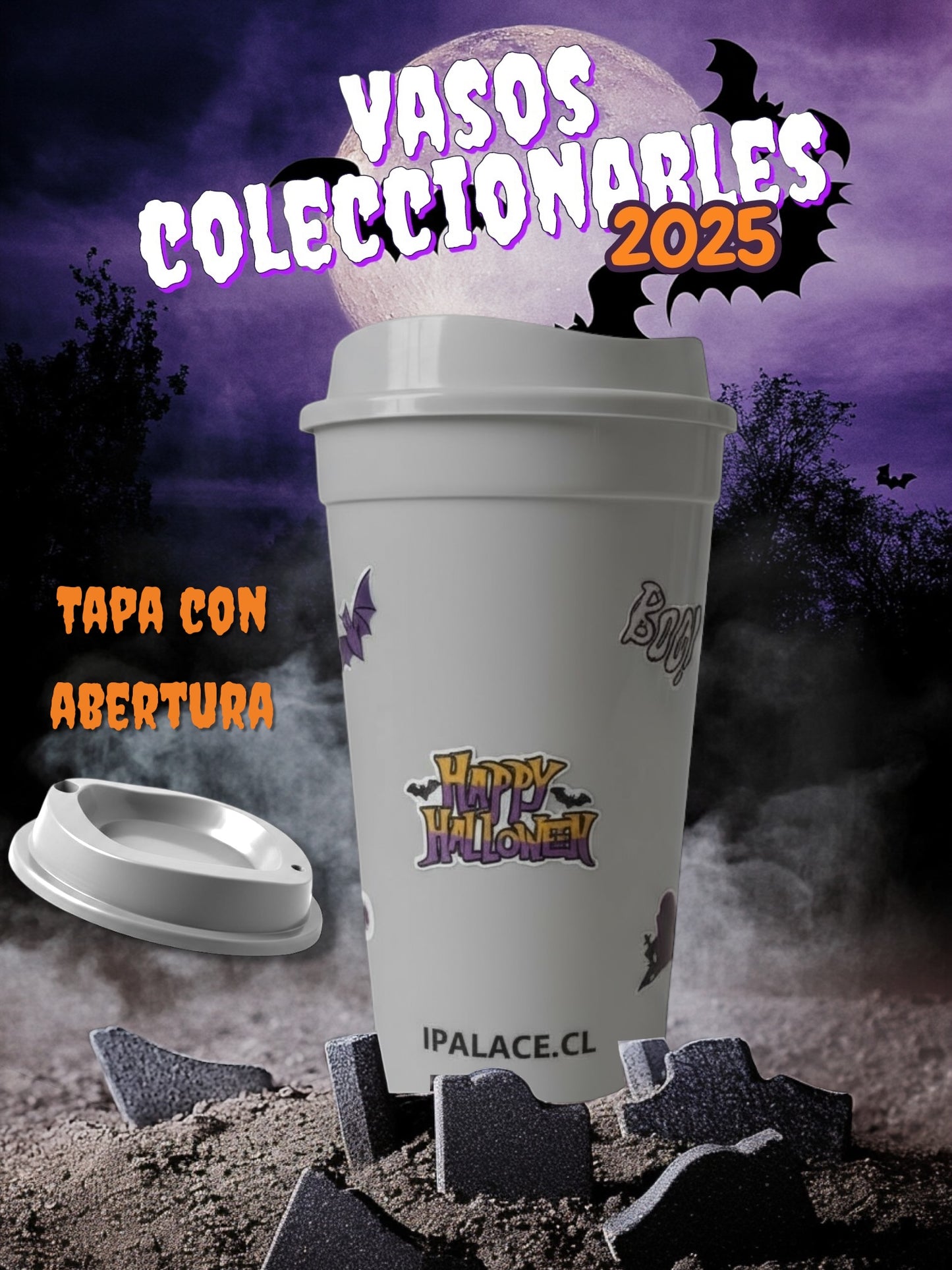 Vaso de la coleccion halloween 2025 en color gris - vista trasera