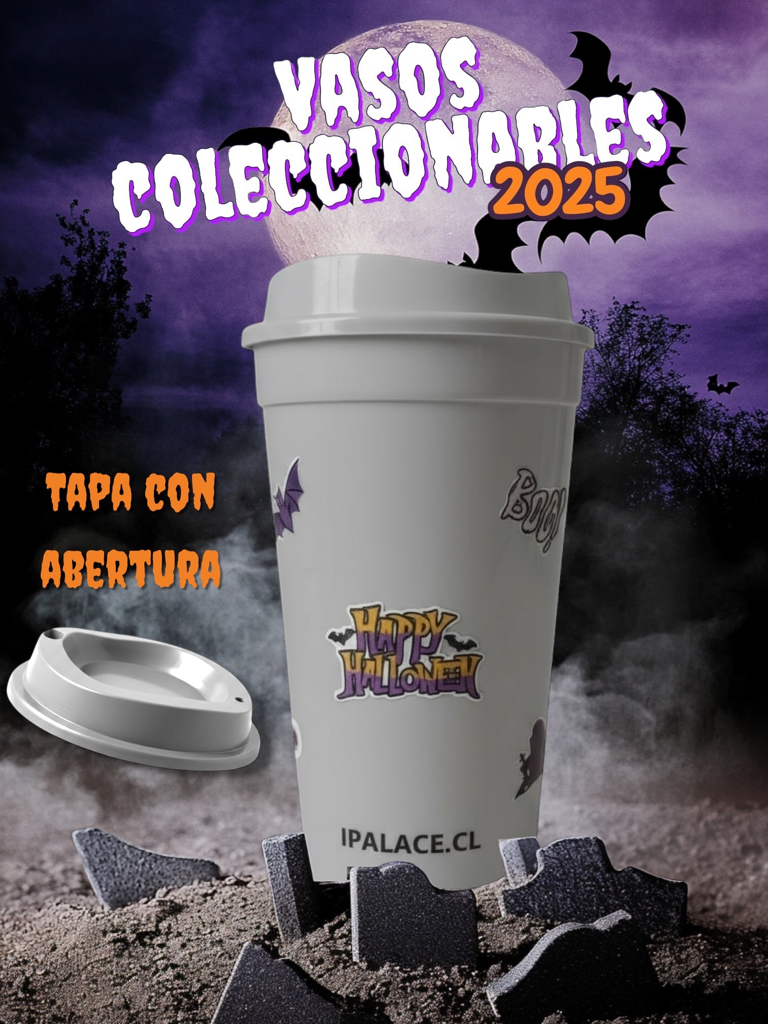 Vaso de la coleccion halloween 2025 en color gris - vista trasera